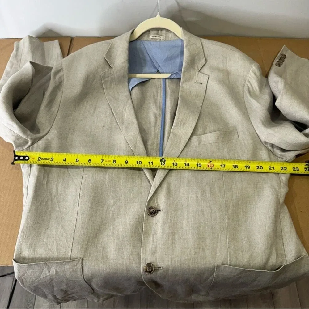 Peter Millar 100% Linen Summer Two Button Blazer‎ Suit Jacket Beige XL